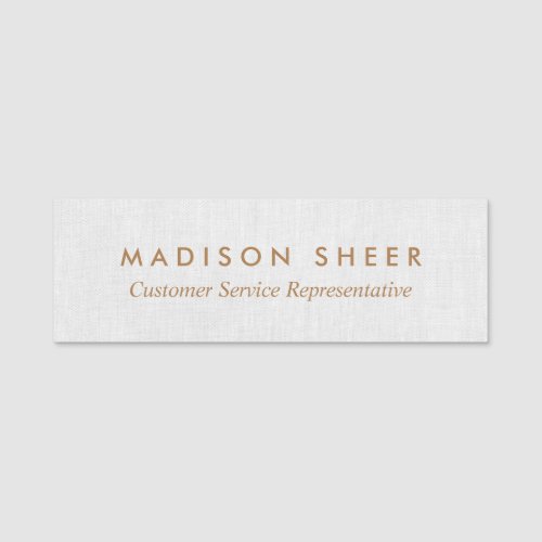 Simple Gray Linen Professional Customer Service  Name Tag