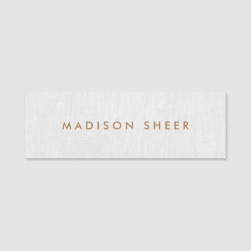 Simple Gray Linen Professional Staff Employee Name Tag