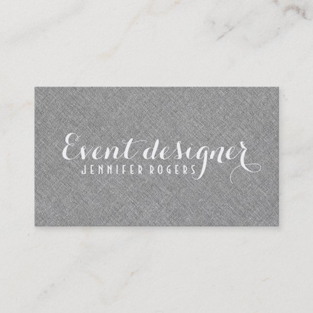 Simple Gray Linen Texture Look Business Card (Front)