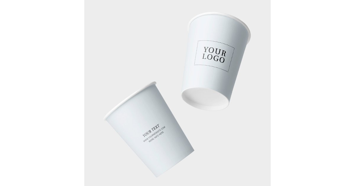 Simple Gray Minimal Business Logo Custom Paper Cups | Zazzle