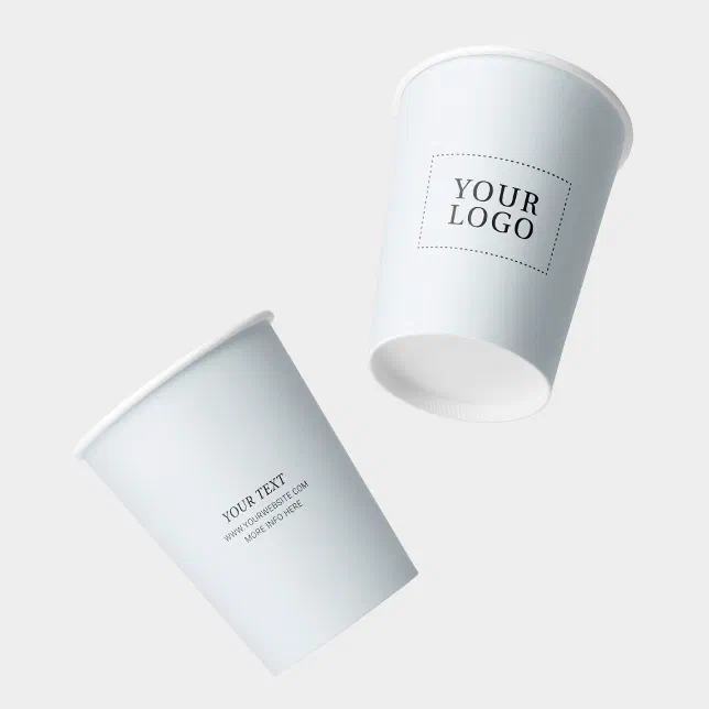Simple Gray Minimal Business Logo Custom Paper Cups | Zazzle