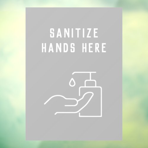 Simple Gray Minimal Hand Sanitize Station  Window Cling