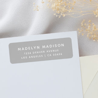 Simple Gray Minimalist Elegant Return Address Label