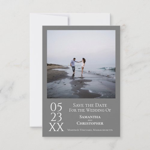 Simple Gray Modern Minimalist Photo Wedding Save The Date