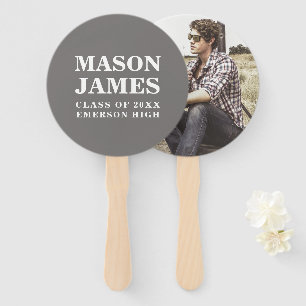 Simple Gray Modern Photo Graduation Hand Fan