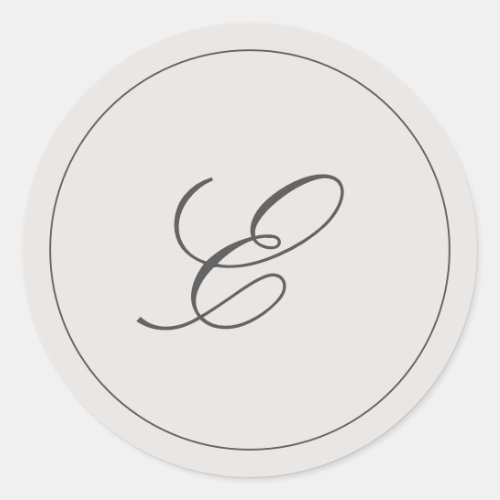 Simple Gray Monogram Elegant Wedding Classic Round Sticker