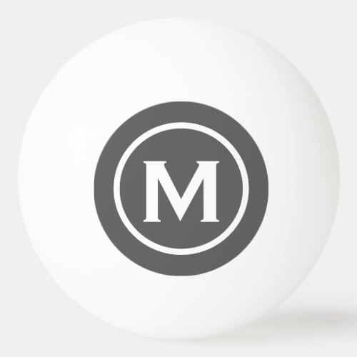 Simple Gray Monogram Ping Pong Ball