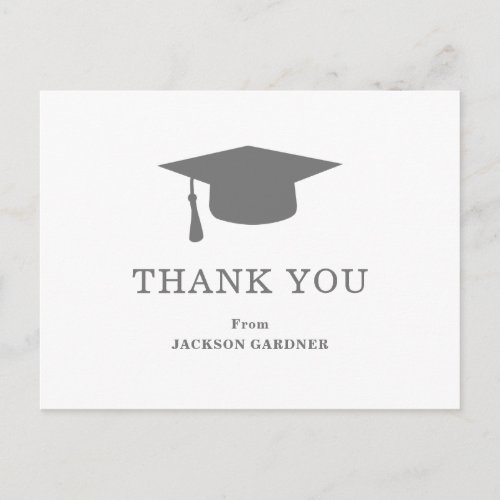 Simple Gray Mortar Board Modern Graduation Postcard