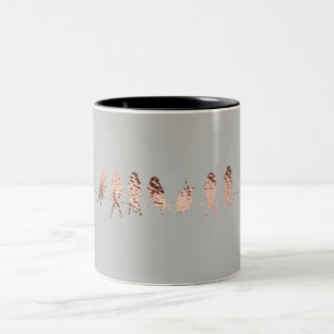 Simple Gray Mug - Faux Copper Birds On Wire Design