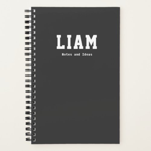 Simple Gray Name Notes and Ideas Wide Ruled Notebook