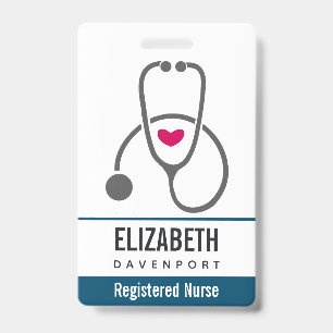 Simple Gray Nursing Stethoscope Badge