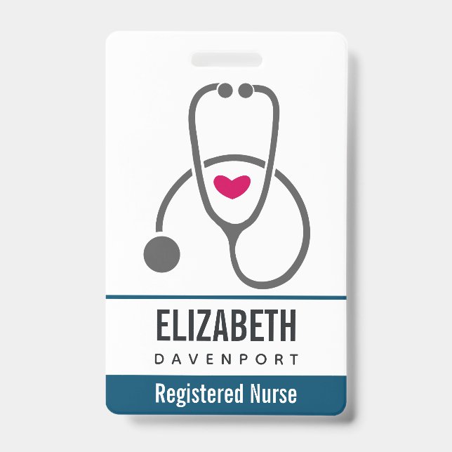 Simple Gray Nursing Stethoscope Badge (Front)