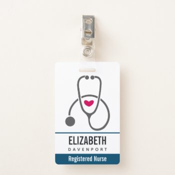 Simple Gray Nursing Stethoscope Badge by Mirribug at Zazzle