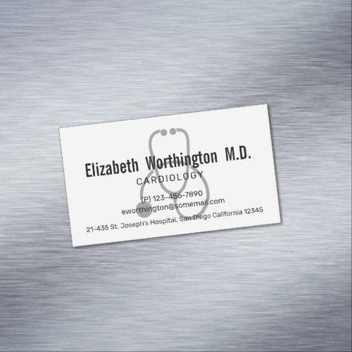 Simple Gray Nursing Stethoscope Business Card Magnet