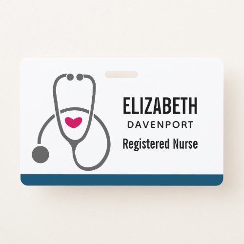 Simple Gray Nursing Stethoscope  Heart Badge