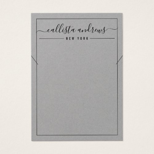 Simple Gray Paper Cursive Necklace Display Card