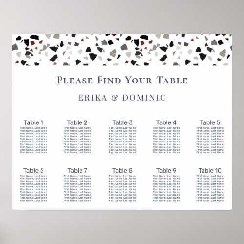 Simple Gray Patten  10 Table Wedding seating Chart