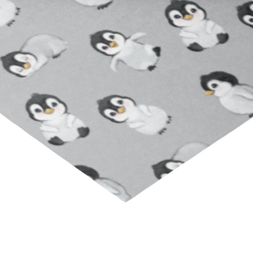 Simple Gray Penguin Winter Baby Shower Tissue Paper