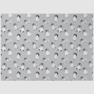 Simple Gray Penguin Winter Baby Shower Tissue Paper