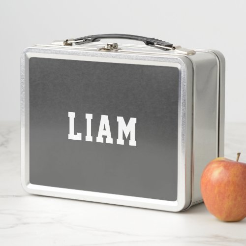 Simple Gray Personalized Back to School Metal Lunch Box