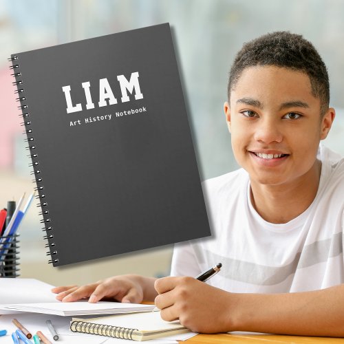 Simple Gray Personalized School Subject Notebook