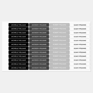 Simple Gray Scale Kids Name Labels