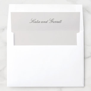 Simple Gray Script Names Wedding Envelope Liner