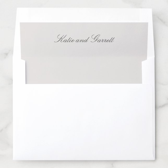 Simple Gray Script Names Wedding Envelope Liner (In Envelope)