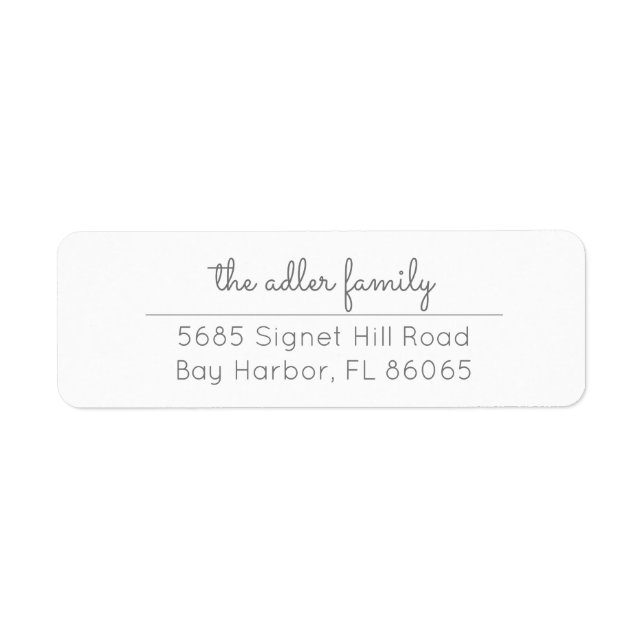 Simple Gray Script Return Address Label (Front)