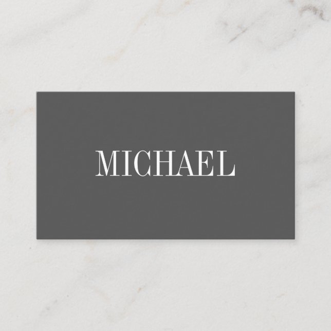Simple Gray Serif Font Business Card (Front)