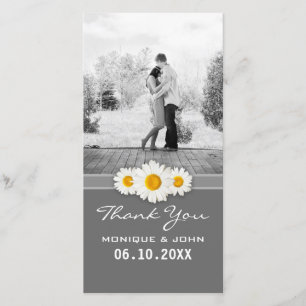 Simple Gray Spring Wedding Daisies Sweet Thank You Card