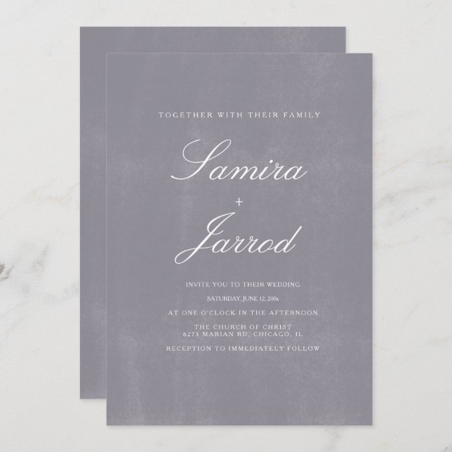 Simple Gray Stone Concrete Rustic Pattern Wedding Invitation (Front/Back)