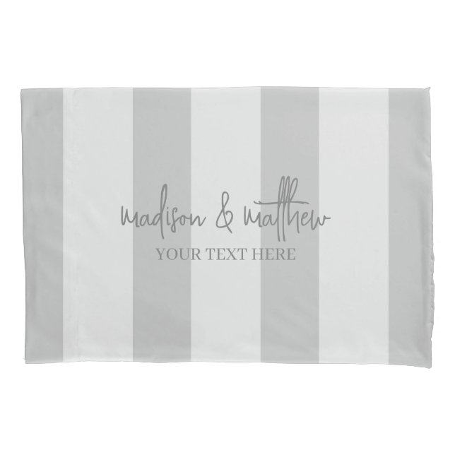 Simple gray stripes Signature With Text  Pillow Ca Case (Front)