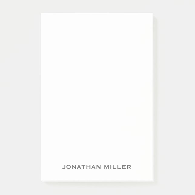 Simple Gray Typographic Name Post-it Notes (Front)