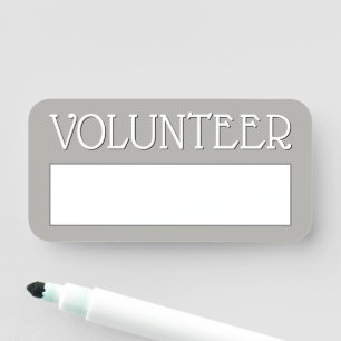 Simple, Gray "VOLUNTEER" Name Tag