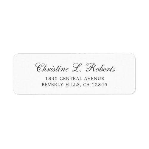 Simple Gray White Elegant Script Return Address Label