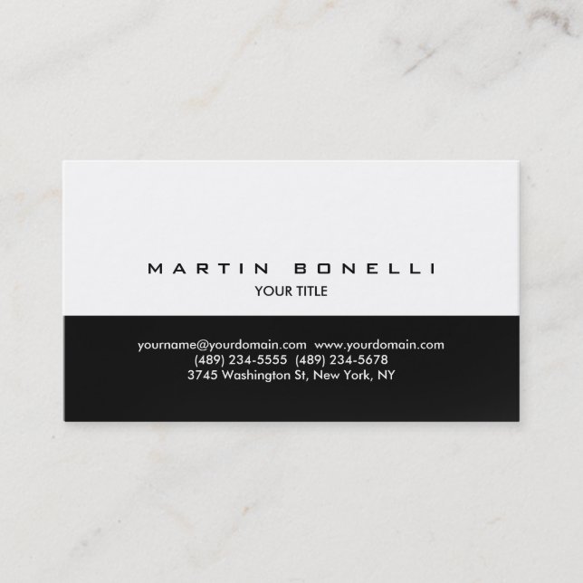 Simple Gray White Plain Professional Business Card (Front)
