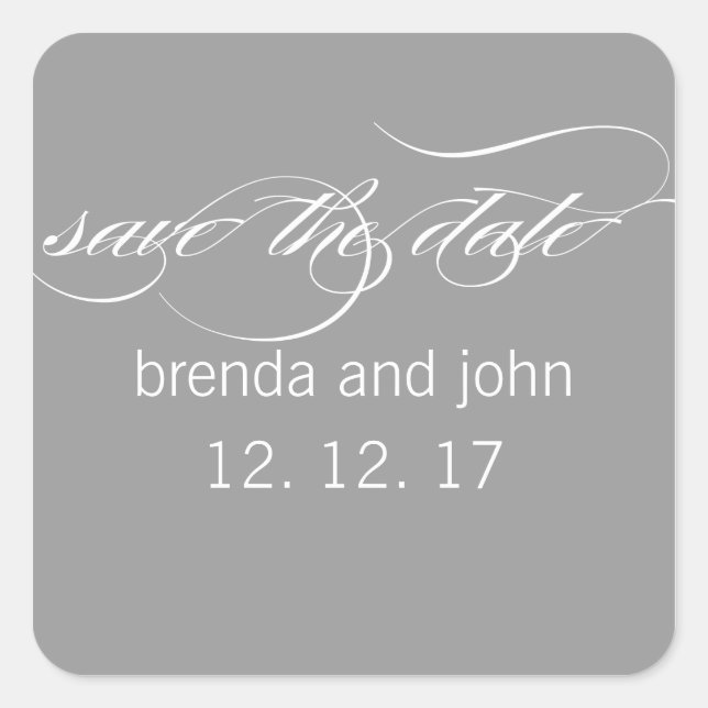 Simple Gray White Save the Date Wedding Sticker (Front)