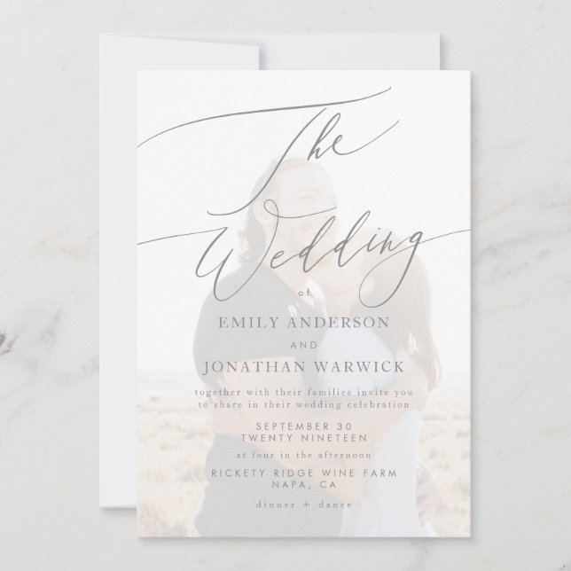 Simple Gray White The Wedding Photo Overlay Invitation (Front)