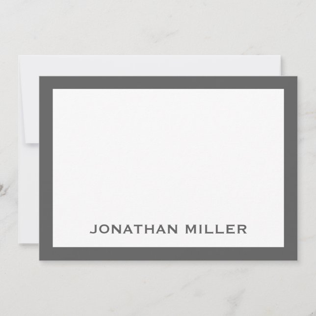Simple Gray White Typographic Name 5x7 Note Card (Front)