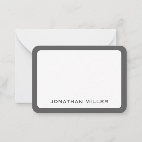 Simple Gray White Typographic Name Round Edges Note Card