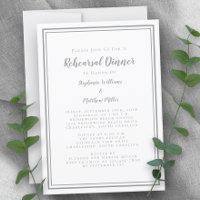 Simple Gray White Wedding Rehearsal Dinner