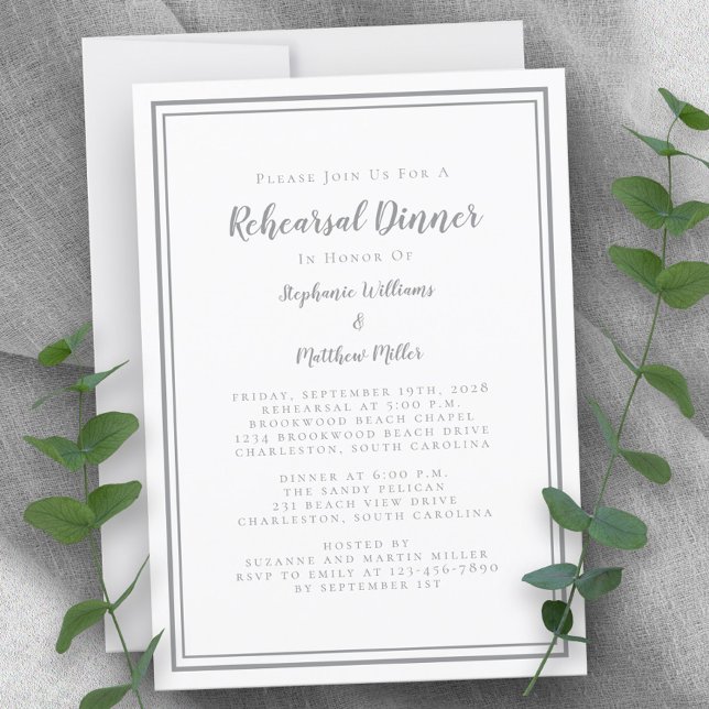 Simple Gray White Wedding Rehearsal Dinner Invitation (Simple Gray White Wedding Rehearsal Dinner Invitation)