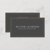 Simple Gray with Gold Border Business Card (Front/Back)