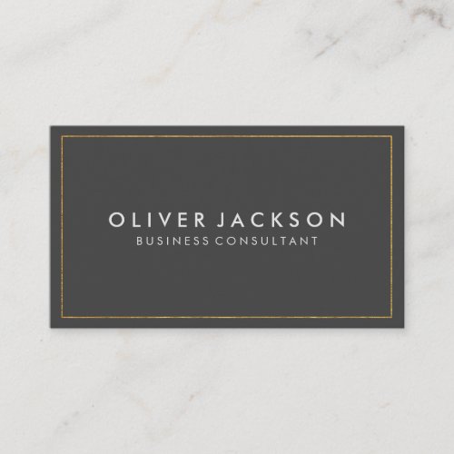 Simple Gray with Gold Border Business Card