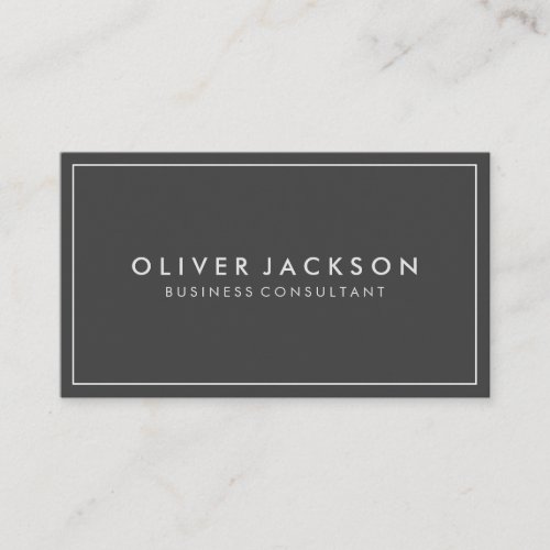 Simple Gray with White Border Minimalist Business Card