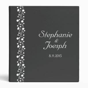 Simple Gray With White Floral Detail   Wedding Binder