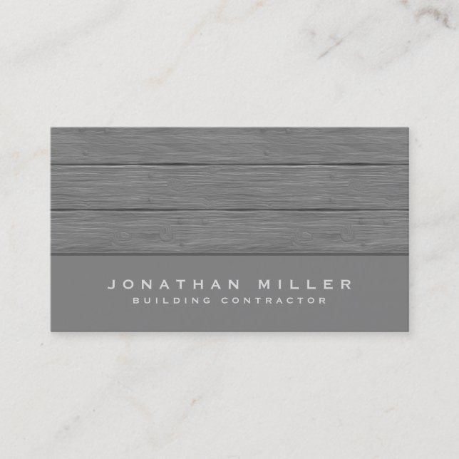 Simple Gray Wooden Plank Design Business Card (Front)