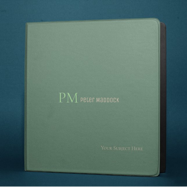 Simple Grayish Green Binder Monogrammed (Creator Uploaded)