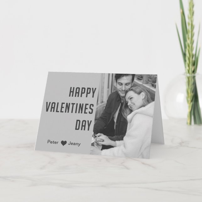 Simple Grayscale Valentines Day  Card (Front)